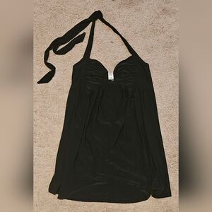 Black Satin Halter Tie Top